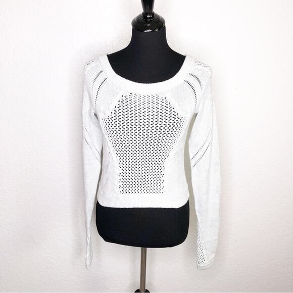 Lululemon Be Present blue white mixed open knit cropped sweater - Picture 2 of 16